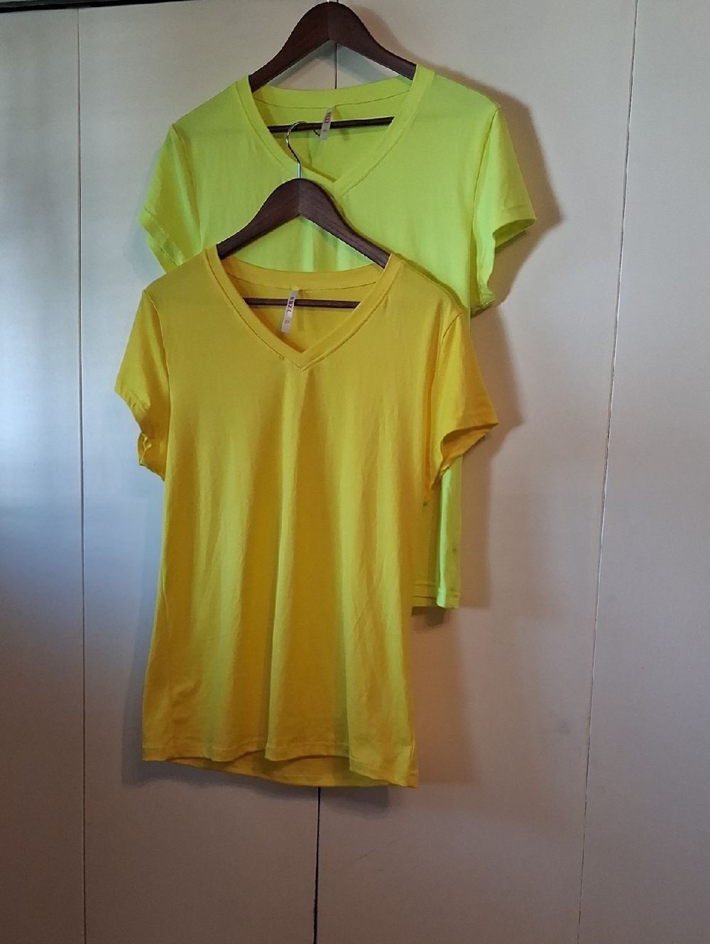 Women's V-Neck Short Sleeve Tee in Bright Yellow by